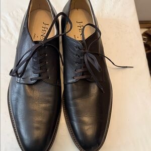 J Fenestrier Paris Black Leather Goodyear Welted Derby Shoes